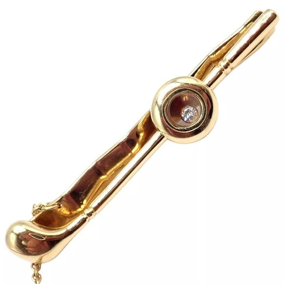 Authentic! Chopard 18k Yellow Gold Happy Diamond Golf Club Tie Clip - Picture 5 of 7